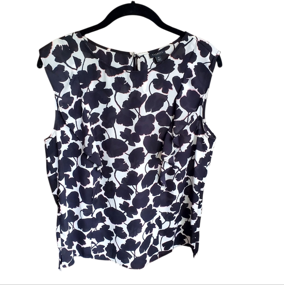 Talbots Sleeveless Ruffle Blouse L